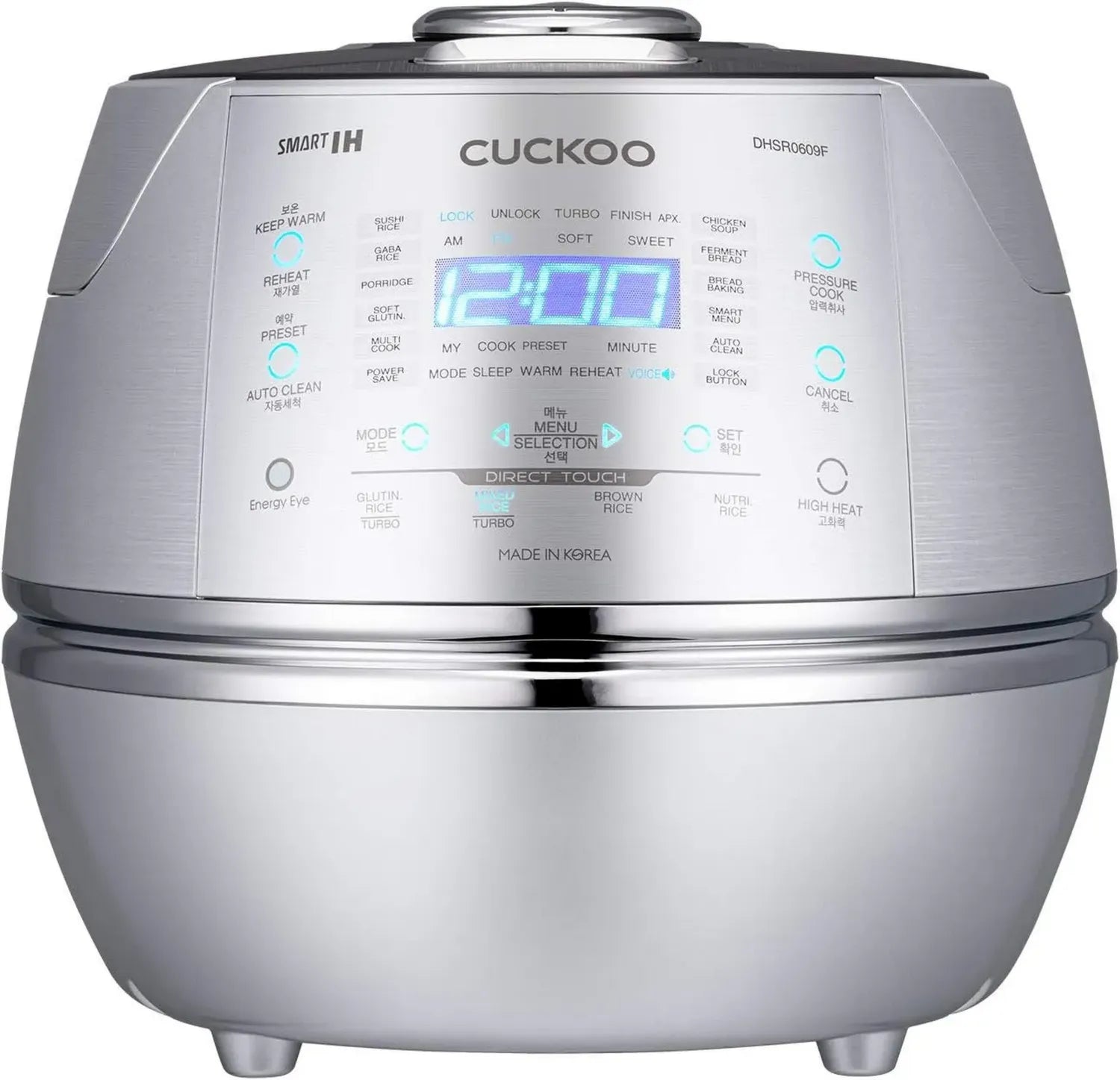 CUCKOO Reiskocher 6 Tassen, Silber, 1090 W, mit Display und Smart-Technologie