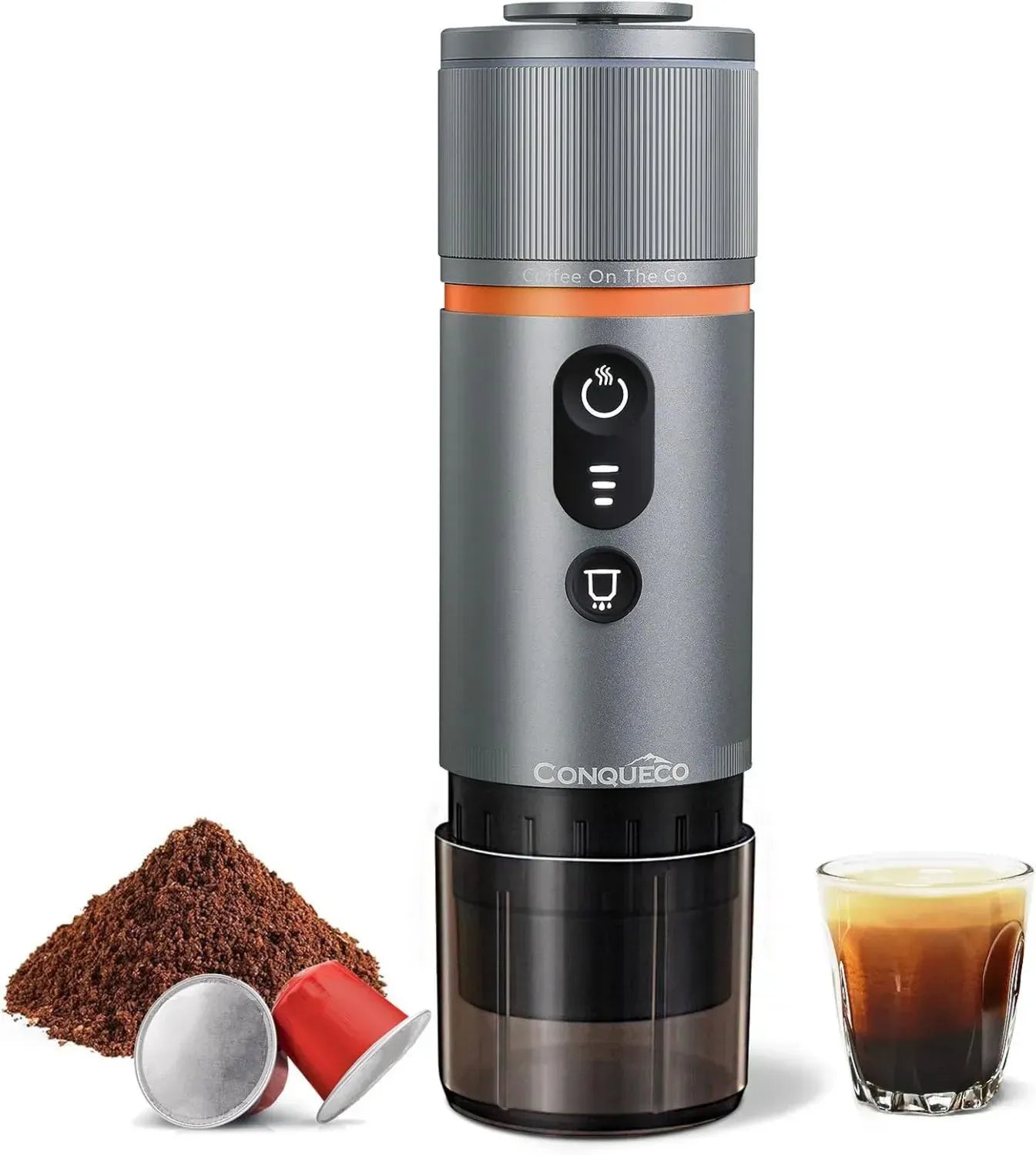 CONQUECO Tragbare 12V Espressomaschine mit Akku - Schneller Espresso für unterwegs