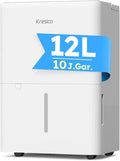 Elektrischer Luftentfeuchter 12L mit Timer und Schlauch für bis zu 122m³, leise 35dB, ideal für Keller