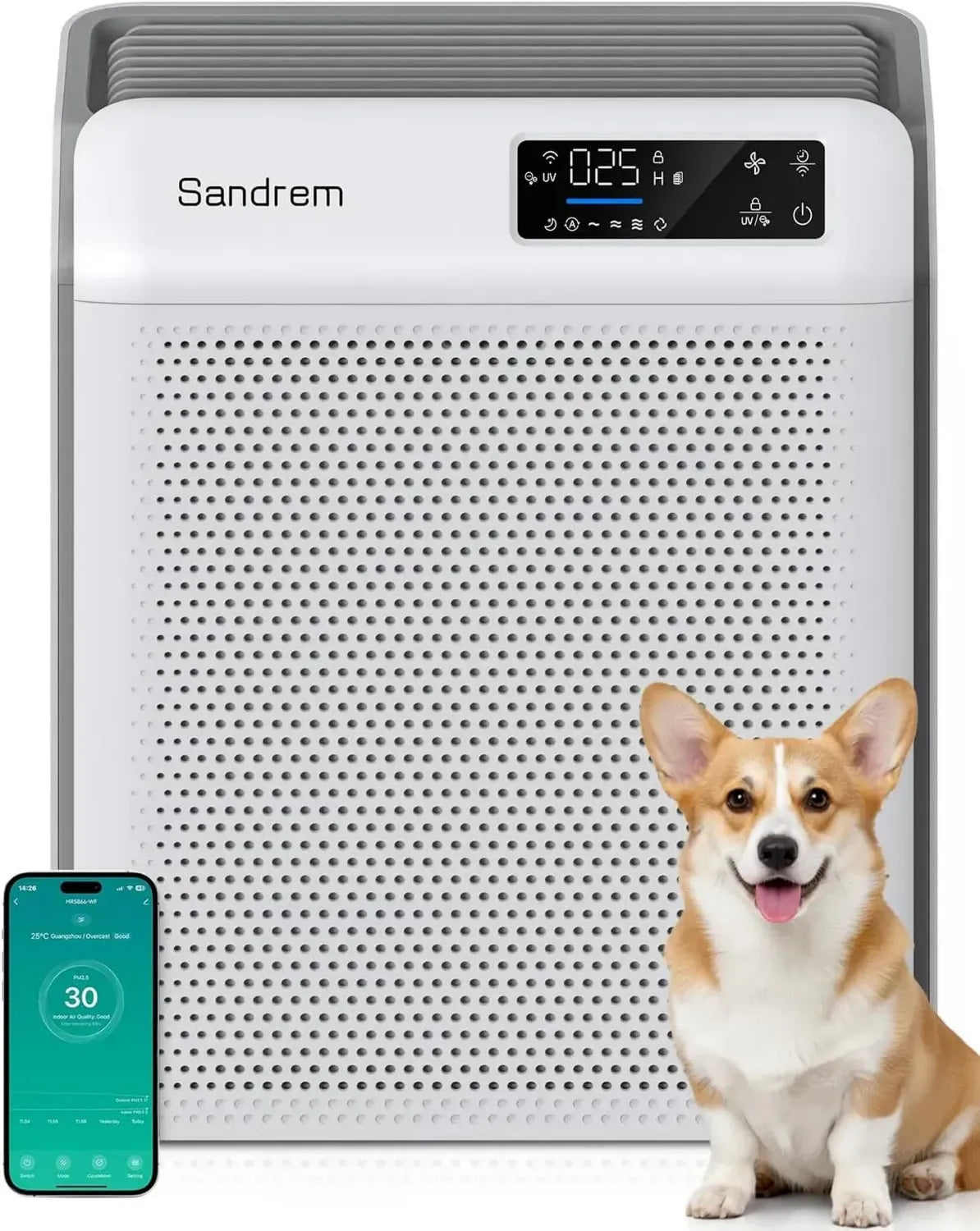 Effektiver Luftreiniger mit HEPA13 und UVC, 300m³/h CADR, ideal für Allergiker