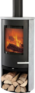 TermaTech TT20RS-S Kaminofen 5 kW mit Specksteinverkleidung, Schwarz, Hinteranschluss