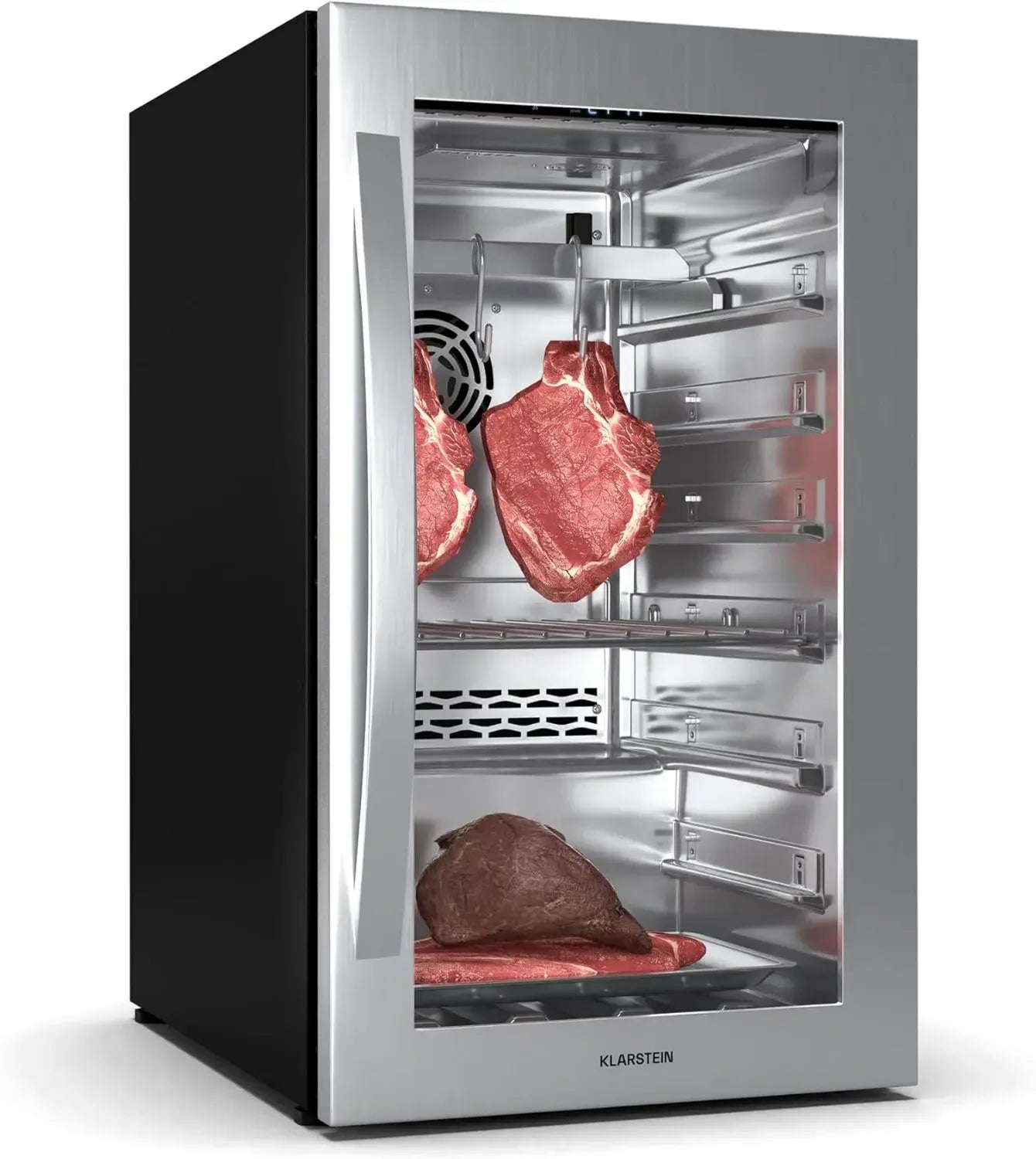 Klarstein Fleischreifeschrank 88L mit UV-C Licht, Regelbare Temperatur & Feuchtigkeit, Touchscreen & Doppeltür