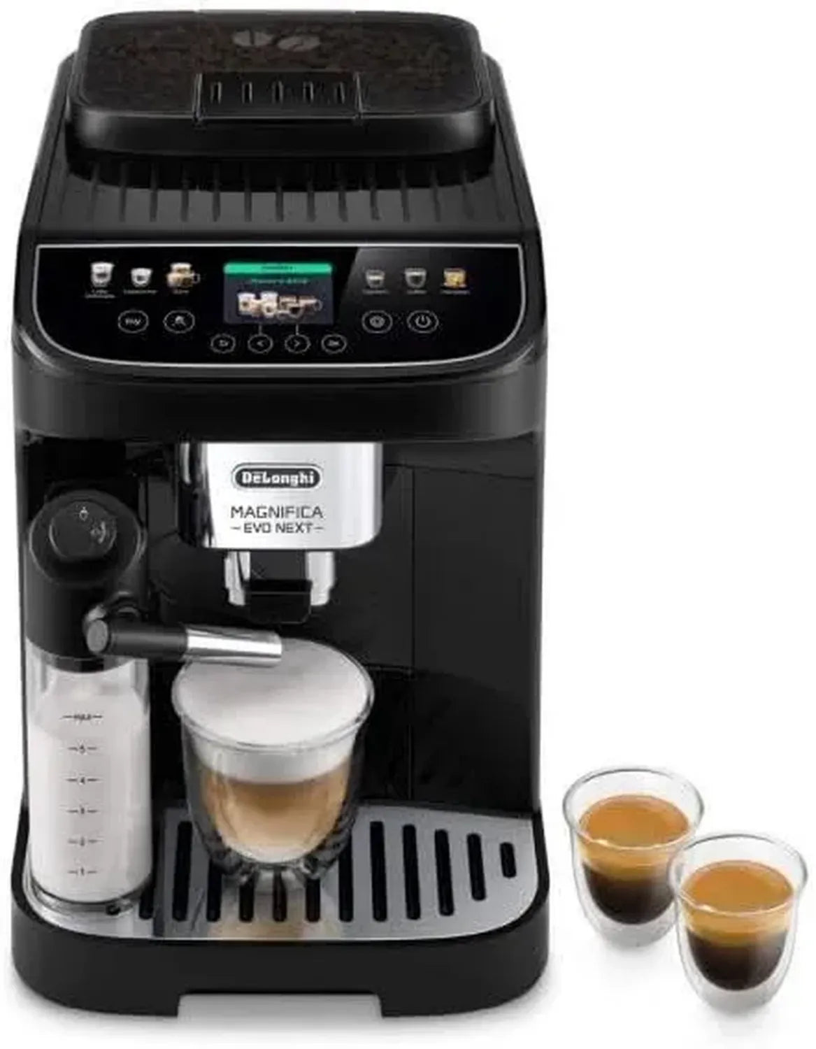 DeLonghi Magnifica Evo Next Kaffeevollautomat mit Milchaufschäumer, Automatische Zubereitung, Elegantes Schwarz
