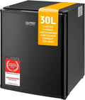 Geräuschloser Mini-Kühlschrank 30L mit Wechsel-Türanschlag, Innenlicht - Ideal für Camping, Büro, Schlafzimmer & Hotel - Mattschwarz