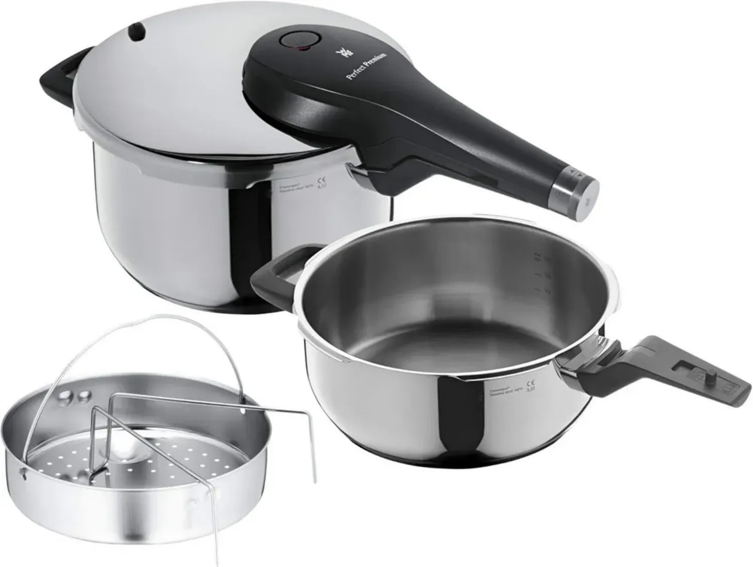 WMF Schnellkochtopfset Induktion 3-teilig, 4,5l & 3l, Cromargan Edelstahl
