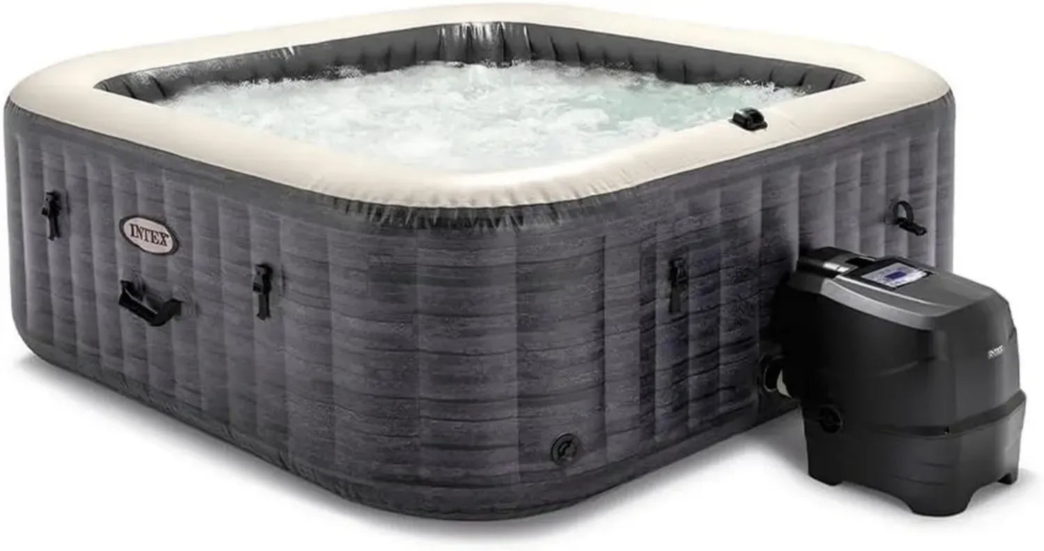 Intex PureSpa Greystone Deluxe Whirlpool für 6 Personen, 170 Düsen, Grauer PVC, 196x196x71 cm