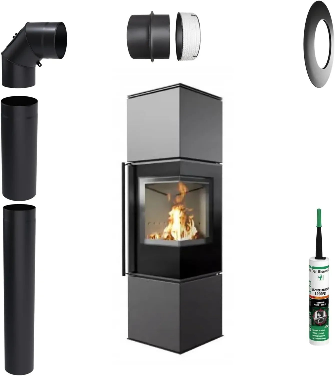 Moderner Stahl-Kaminofen REN 7kW mit hoher Effizienz - Schwedenofen, BImSchV Stufe 2, EEK A