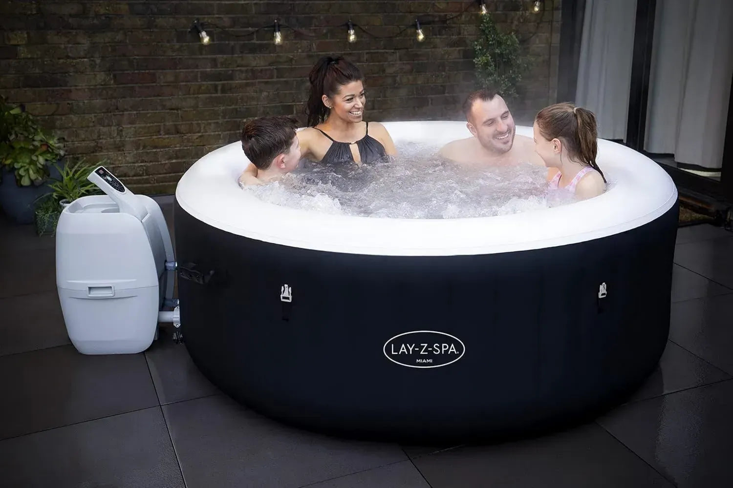 Bestway Lay-Z-SPA Miami AirJet Whirlpool, 180 x 66 cm, für 2-4 Personen, rund, schwarz