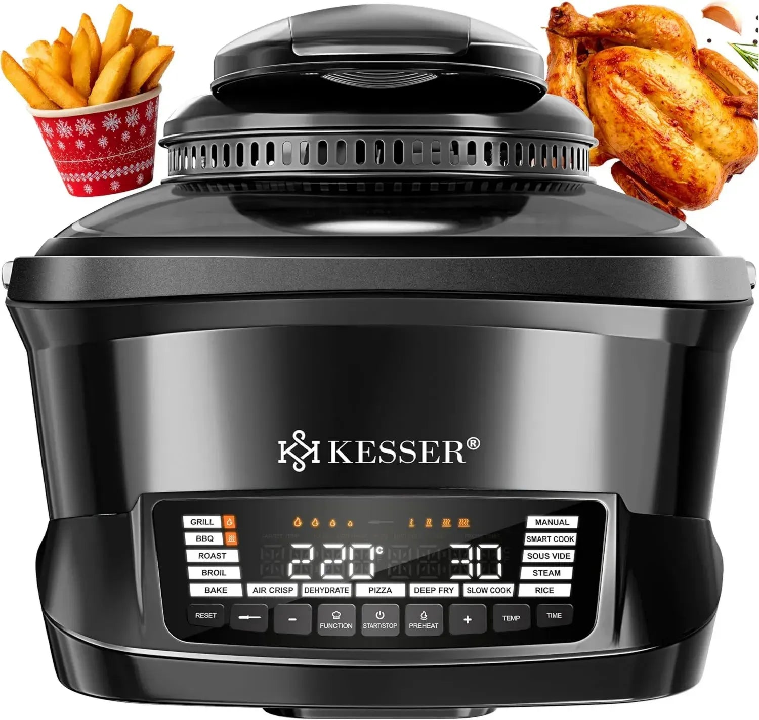 KESSER® 8L Multifunktionskocher mit Heißluftfritteuse, 16 Kochprogramme, Vorheiz- und Warmhaltefunktion