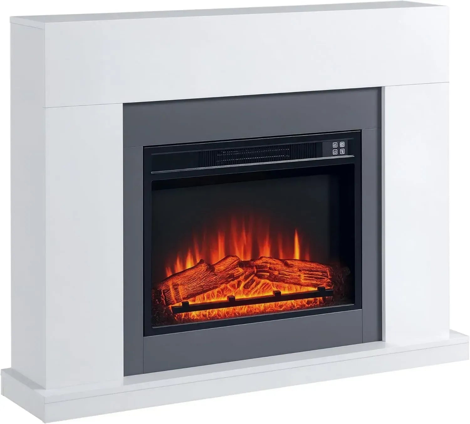 HOMCOM Weißer Elektrokamin mit LED-Flammeneffekt und Fernbedienung, 2000W, einstellbarer Thermostat