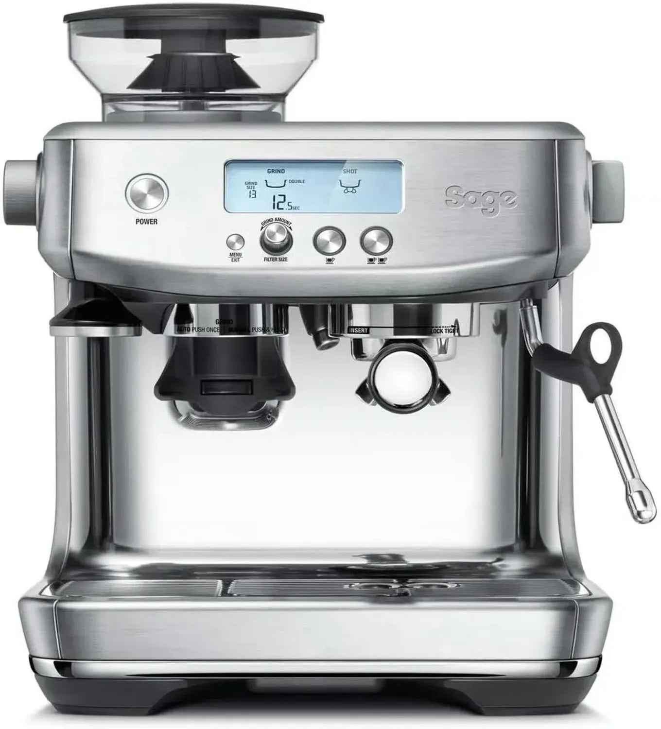 Sage Barista Pro Siebträgermaschine mit Milchaufschäumer, Edelstahl