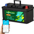 Mjbsan 12V 170Ah LiFePO4 Lithiumbatterie mit Bluetooth und Smart 150A BMS, Niedrigtemperaturschutz, 2176Wh, Ideal für Wohnmobile und Camping