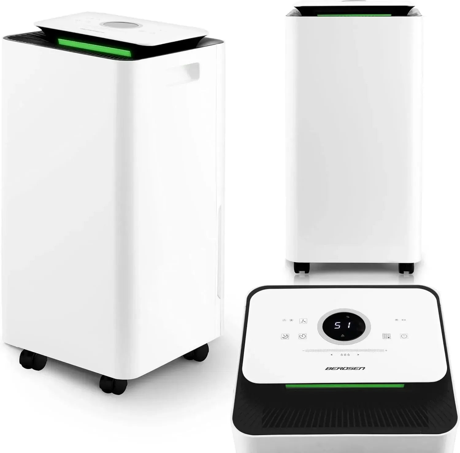 Effektiver Luftentfeuchter Berdsen BD-521 für große Räume bis 60m³ - 12L/Tag - mit Wäschmodus und Filter - Ideal für Wohnzimmer und Keller - Weiß