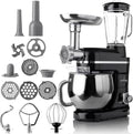 LEHMANN 3-in-1 Küchenmaschine: Fleischwolf, Standmixer & Knetmaschine mit 5L Edelstahlschüssel, 6 Geschwindigkeiten und Zubehör-Set