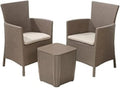 Allibert Balkonmöbel Set Rattan, Iowa, Beige, 3-teilig, platzsparendes Design