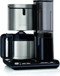 Bosch Filterkaffeemaschine mit AromaPlus, Edelstahlkanne 1,1 L, 8-12 Tassen, automatischer Abschaltung, Entkalkung, Tropfstopp, abnehmbarer 1L Wassertank, 1100W, schwarz