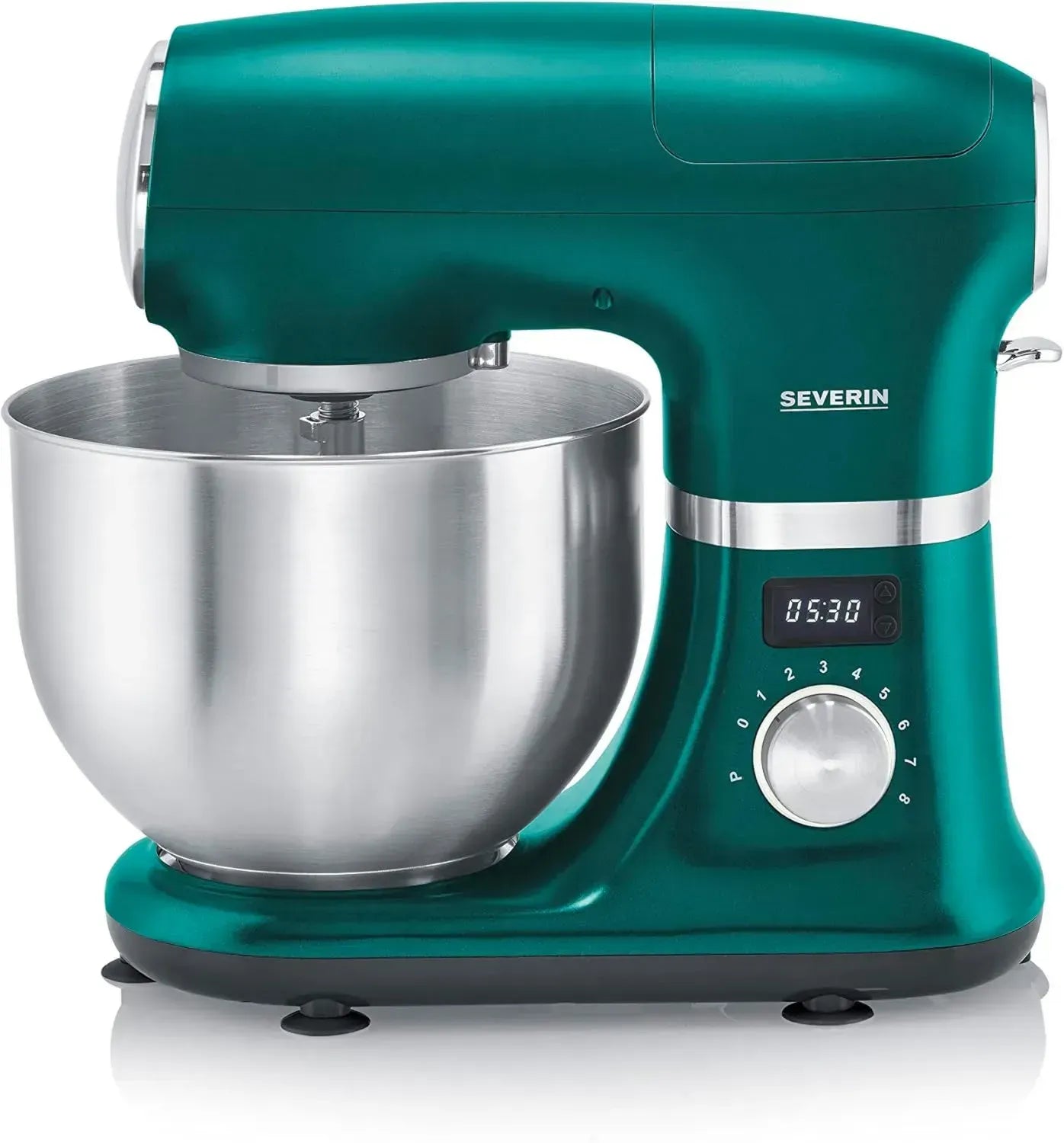 SEVERIN Küchenmaschine 1.000W, leistungsstarke Teigmaschine für 3 kg Teig, inkl. Knethaken, Flachrührer und Schneebesen, matt-grün, Modell KM 3896