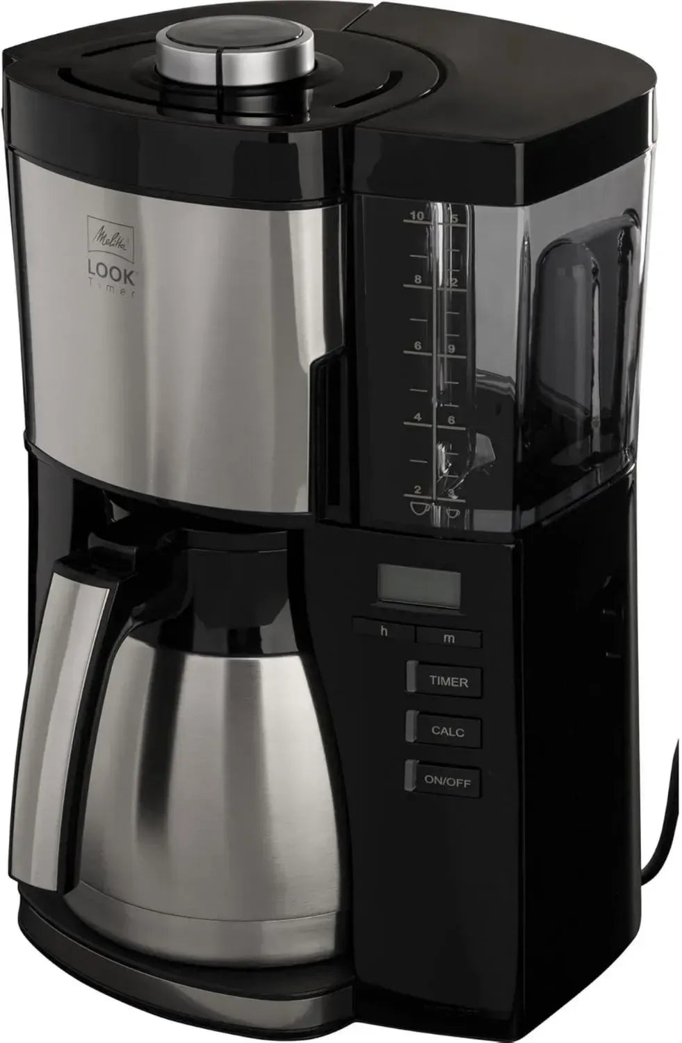 Melitta Look Therm Timer – Kaffeemaschine mit Isolierkanne und Zeitsteuerung, für 10 Tassen, Schwarz/Edelstahl