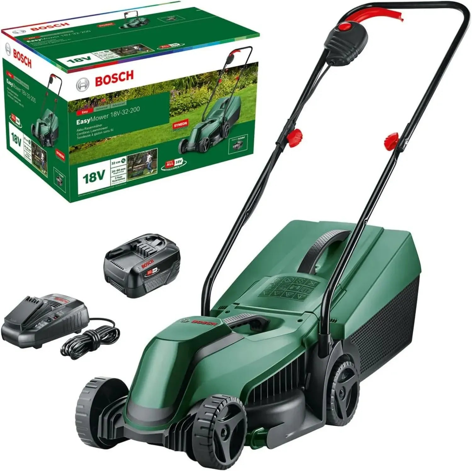 Bosch Akku-Rasenmäher EasyMower 18V-32-200, inkl. 4,0 Ah Akku, 32 cm Schnittbreite