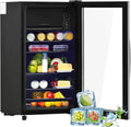 Merax Mini-Kühlschrank 76L, Freistehend mit Gefrierfach, Einstellbare Böden, LED-Beleuchtung, Geräuscharm, Ideal für Gastronomie, Schwarz