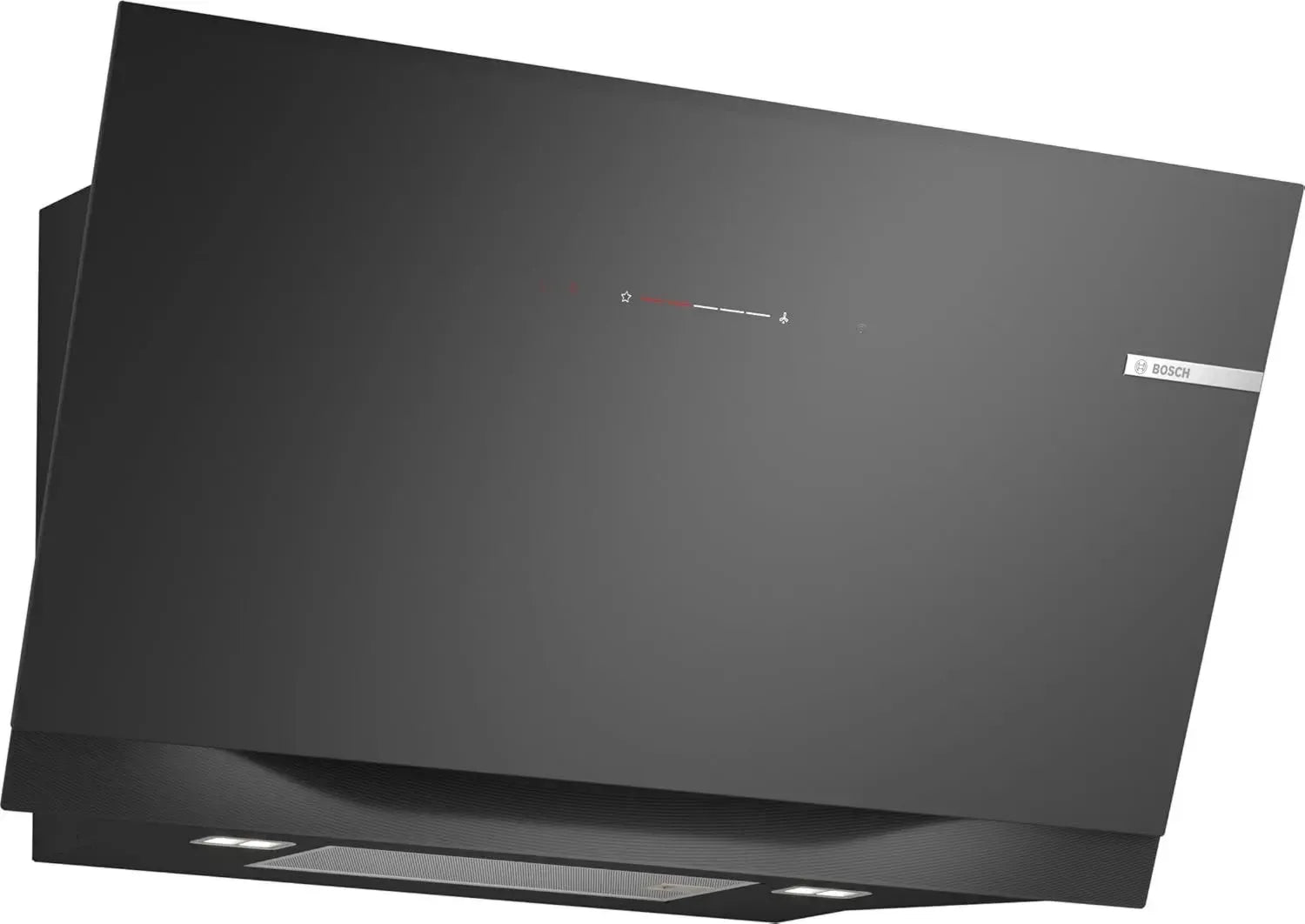 Bosch Abzugshaube Serie 8, 90 cm, Klarglas Schwarz, Wandmontage, Sehr Leise, Kochfeldsteuerung, Farbtemperatur einstellbar, PerfectAir-Sensor