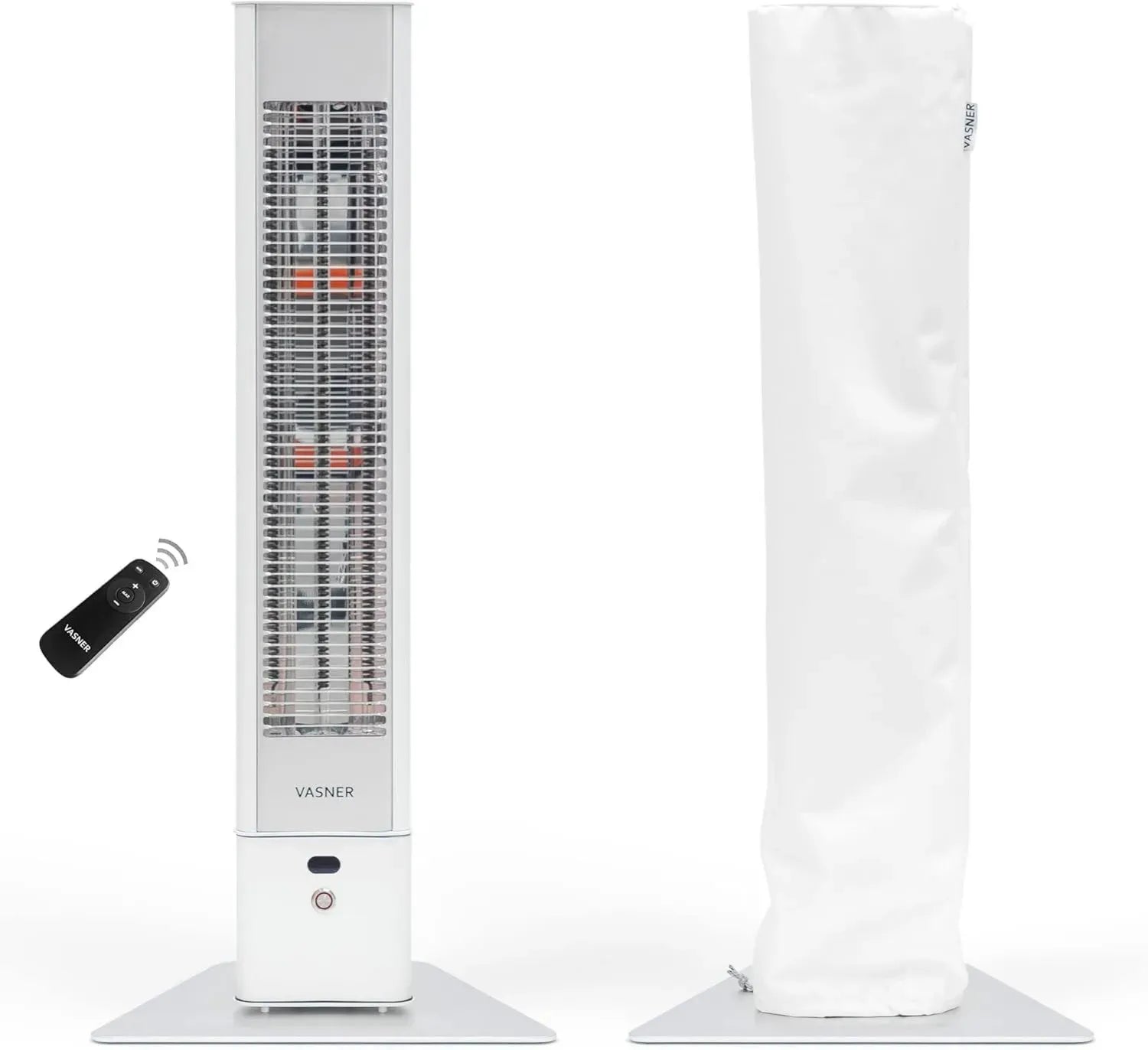 VASNER Infrarot Standheizstrahler 2500W mit Abdeckung, 4 Stufen & Fernbedienung, IP65 Schutz für Terrasse