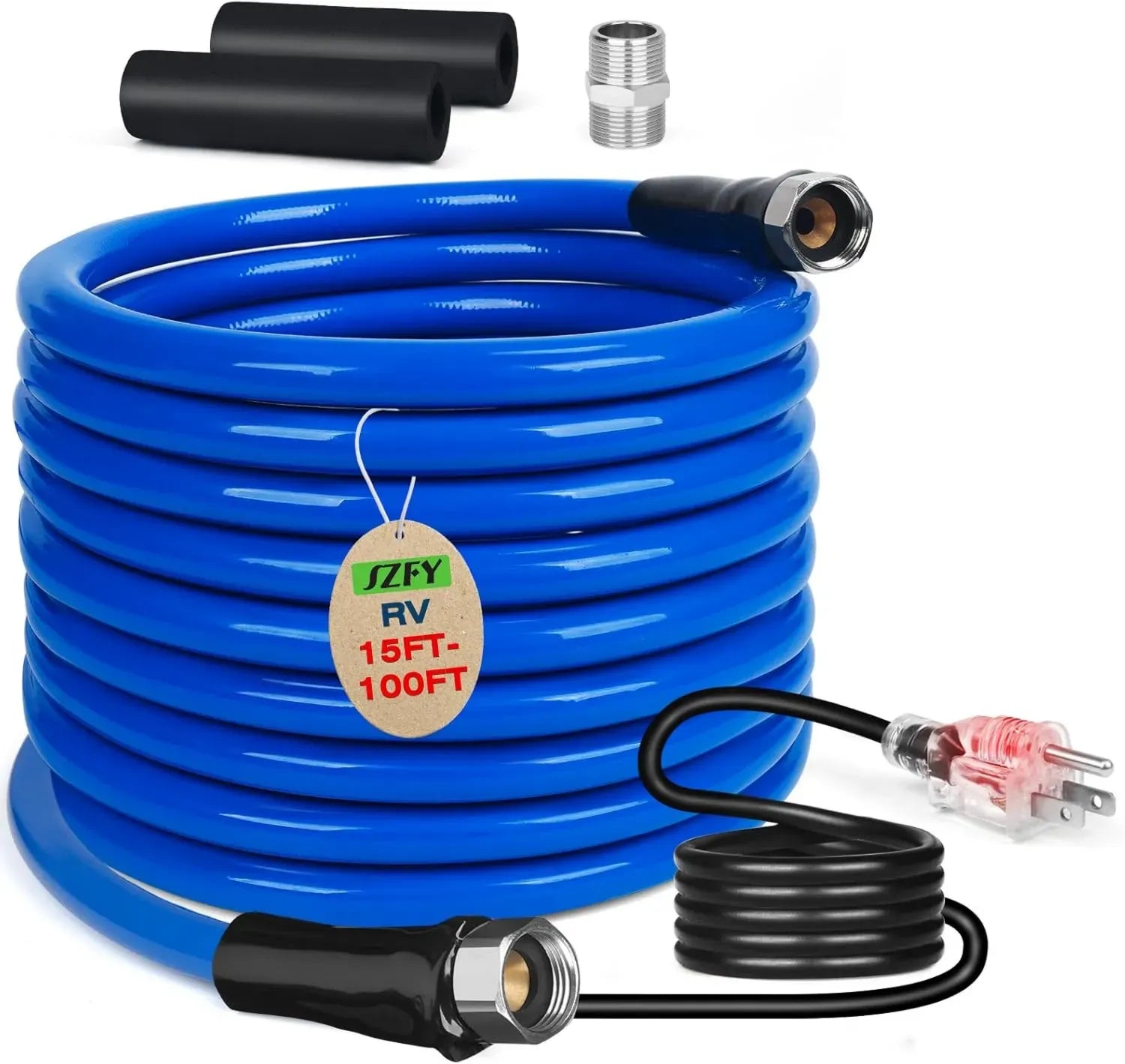 Selbstregulierender Trinkwasserschlauch für Wohnmobile, frostbeständig bis -40°C, bleifrei, BPA-frei, 1,27 cm Durchmesser, mit Thermostat, in Blau
