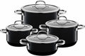 Silit Passion Black Kochtopf-Set 4-teilig, Induktion, Glasdeckel, nickelfrei, Schwarz