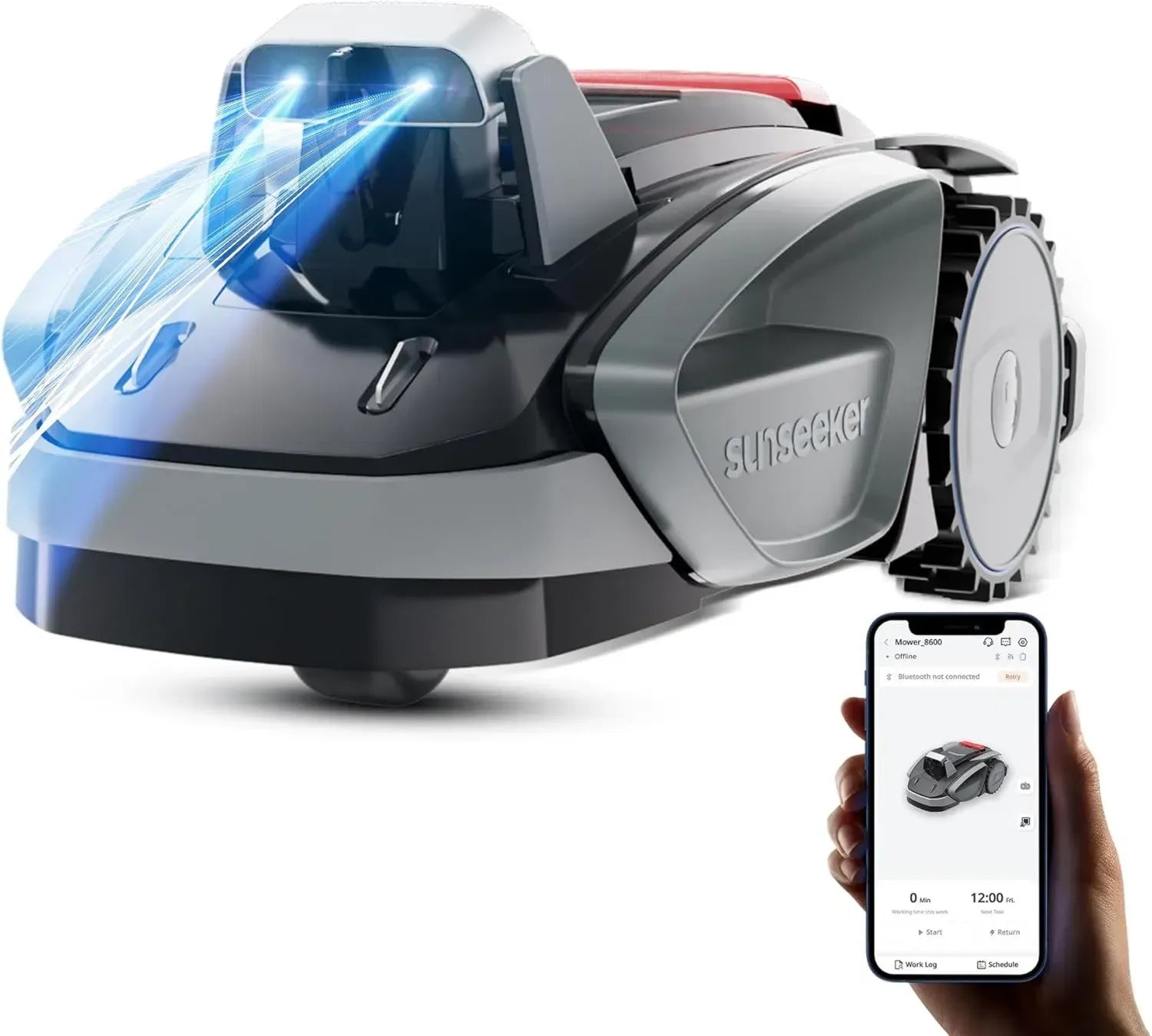 Sunseeker V3 Plus Mähroboter 1000 m², KI-Vision, 42% Steigung, App-gesteuert, einfacher Start, silbergrau