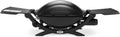 Weber Q2000 Gasgrill, tragbarer BBQ mit 54x39cm Grillfläche, 1 Brenner, klappbare Seitentische, emaillierter Gussrost - Schwarz