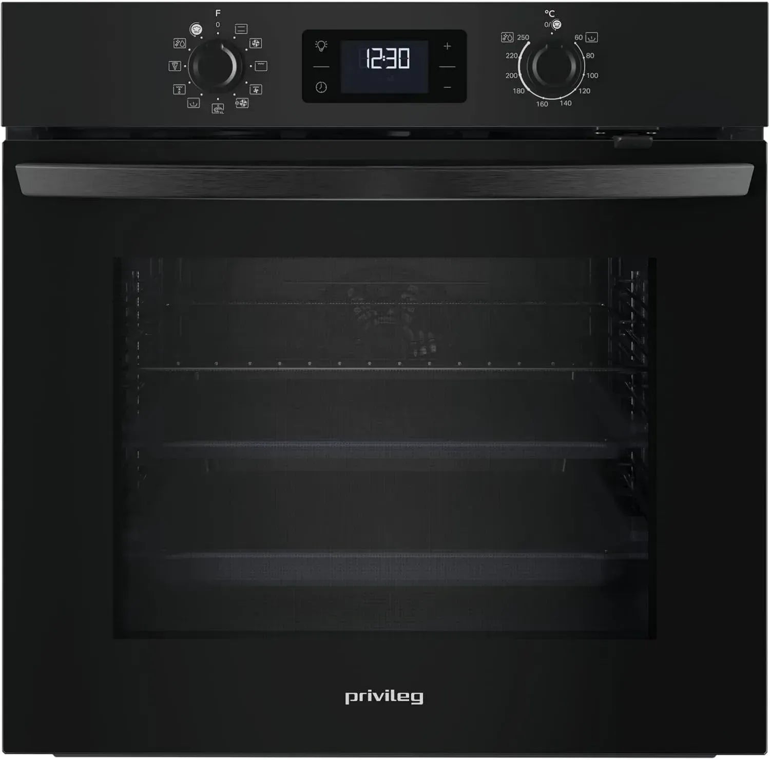 Privileg Einbaubackofen 71L, Energieklasse A+, Hydrolyse-Reinigung, Heißluft, 11 Funktionen, Turn & Go, Schwarzglas
