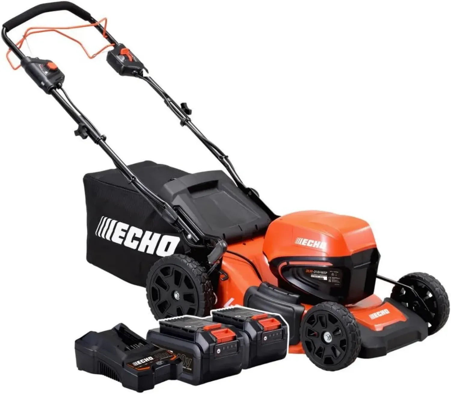 ECHO Akku Rasenmäher DLM-310/46A mit 2 x 4 Ah Batterien und Ladegerät – 46 cm Schnittbreite – 40 V für große Gärten