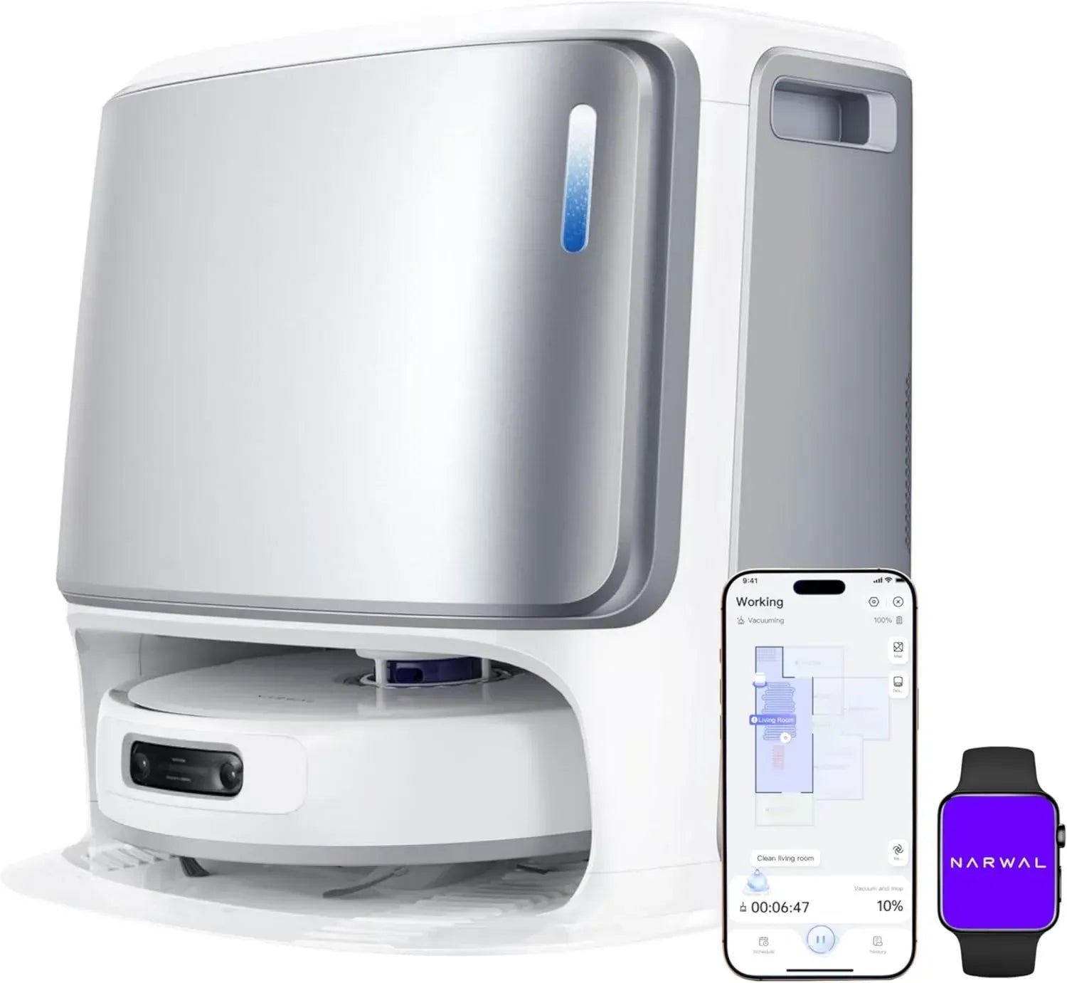 NARWAL Freo Z Ultra Saugroboter mit adaptiver KI-Wischfunktion, 12.000 Pa Saugkraft, Anti-Tangle-Bürste 2.0, intelligente Steuerung per App, inkl. Warmwasser-Reinigungssystem, Weiß