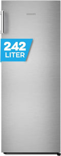 Heinrich's Großer Standkühlschrank 242L, Ohne Gefrierfach, LED-Licht, Türanschlag Wechselbar, 5 Glasablagen, Leise 40dB, Edelstahl
