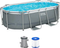 Bestway Power Steel Pool-Set mit Filterpumpe, oval, 305 x 200 x 84 cm, grau