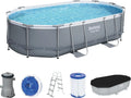 Bestway Power Steel Ovalpool Set mit Filterpumpe 488x305x107 cm, grau