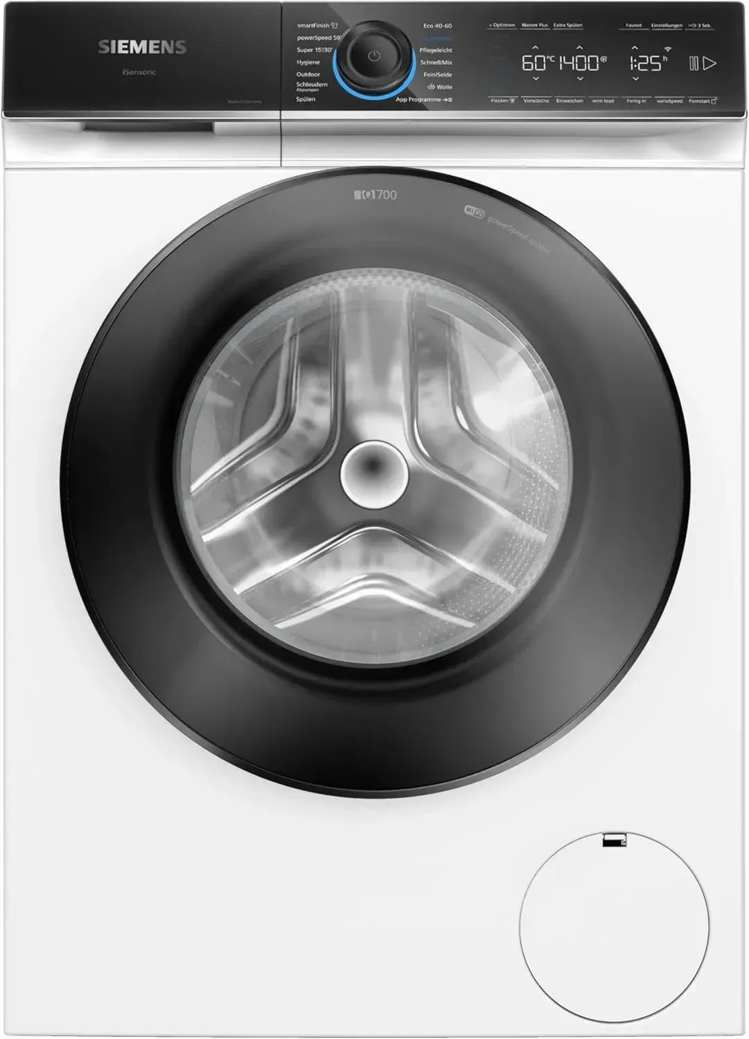 Siemens iQ700 Waschmaschine 9 kg, 1400 U/Min, speedPack XL, Antiflecken, Home Connect, Weiß