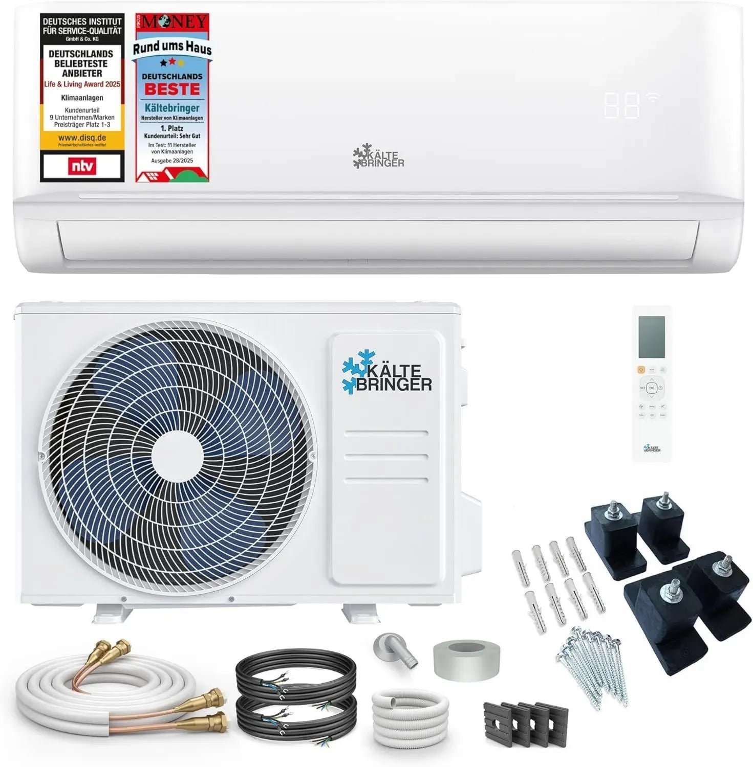 Leise Split-Klimaanlage mit Heizung, WiFi & App, 12000 BTU, für Räume bis 55 m²