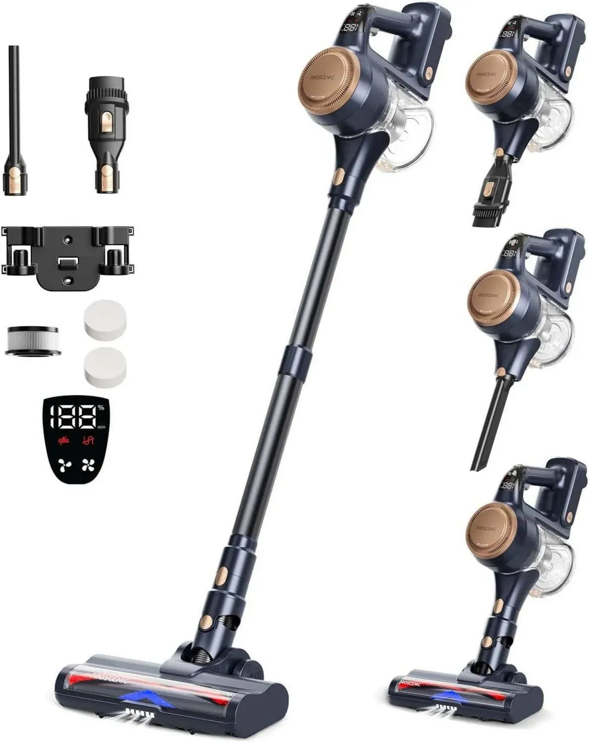 Proscenic P11 Lite Kabelloser Staubsauger, 40kPa 40 Min Laufzeit, LED-Display, Haustierfreundlich, Ideal für Teppiche, Hartböden und Tierhaare